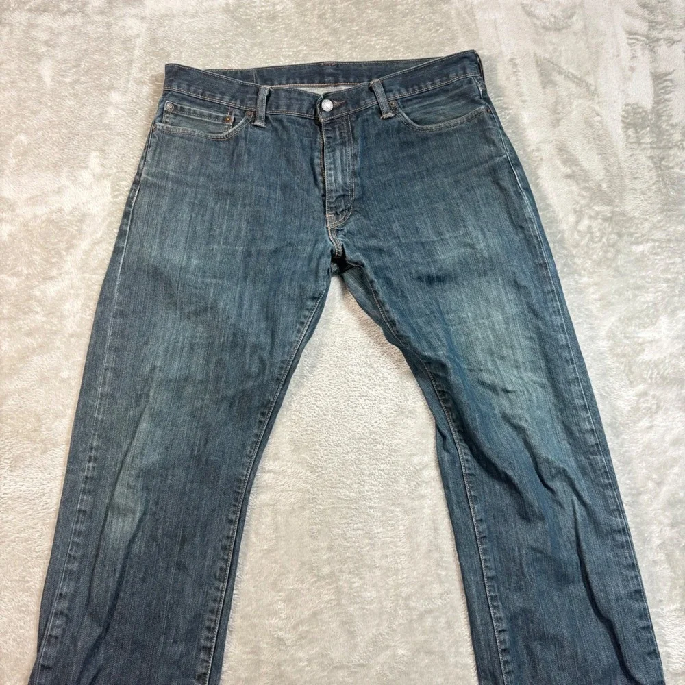 Levi's 514 Straight Fit Jeans Mens 36x32 Dark Wash Blue Denim